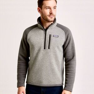 PATAGONIA Better Sweater 1/4 Zip Fleece Nickel with Forge Grey Mens Sz M🧡